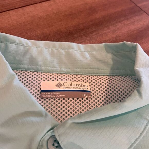 Columbia Turquoise Blue‎ PFG Buttonup Men Large Bin K-24 - Picture 3 of 4